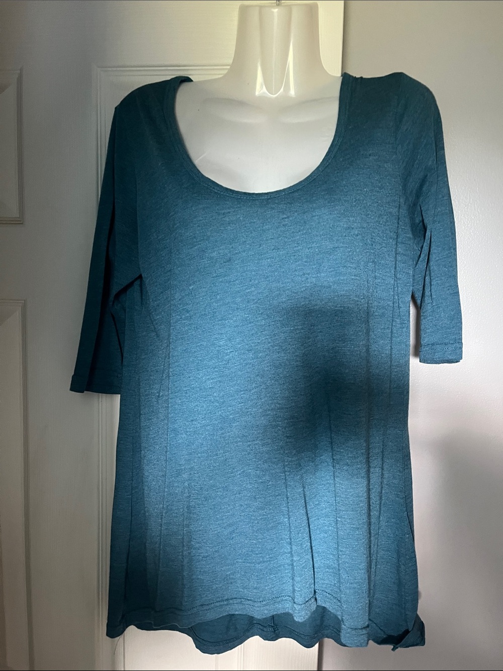 Ladies Pima Tee Women's Teal Scoop Neck Short Sleeve Top